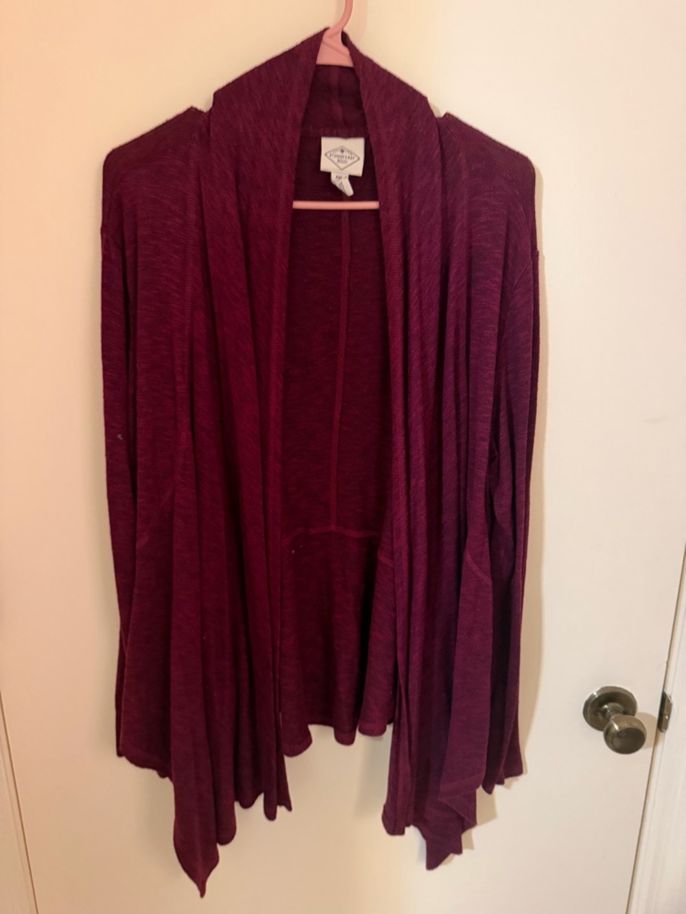 St. John's Bay Open Drape Cardigan - Deep Wine